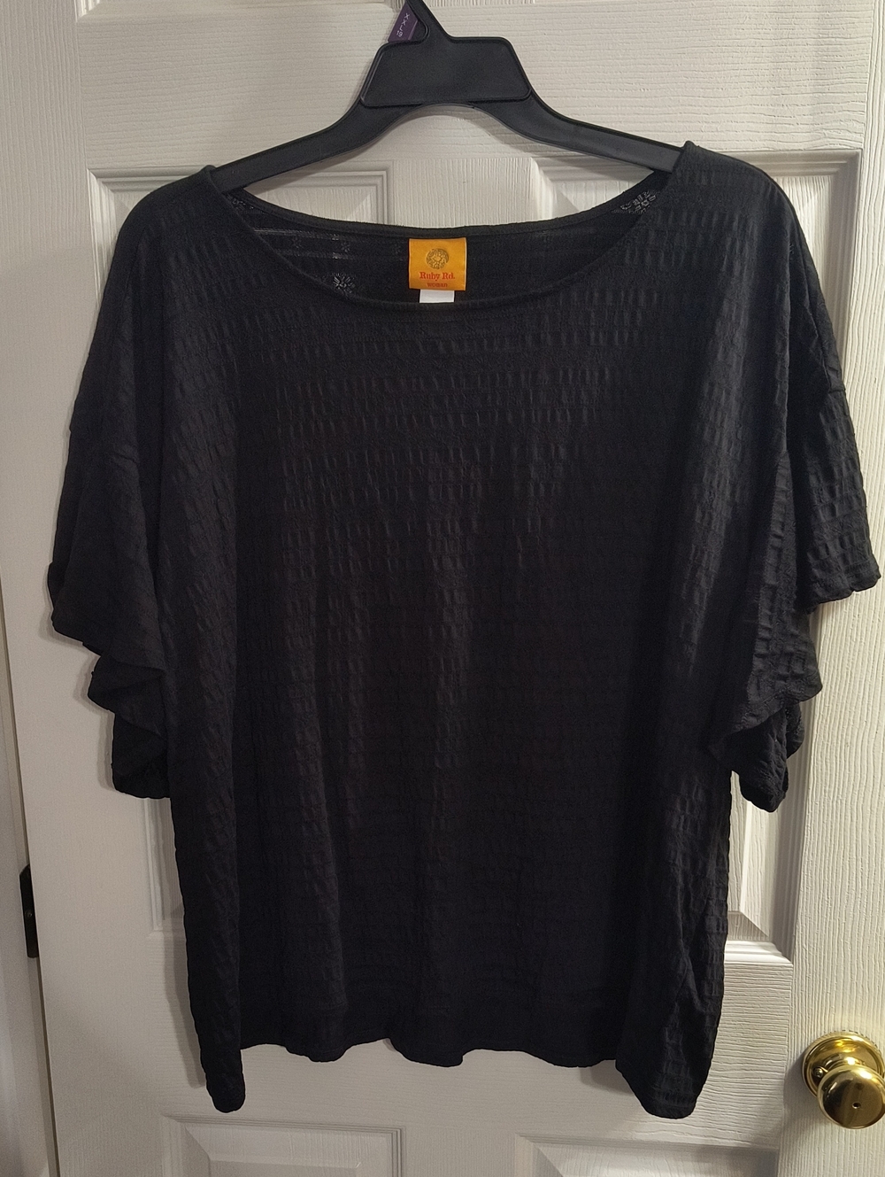 Ruby Rd. Black Textured Short-Sleeve Top - Picture 1 of 6